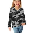 thumbnail image 6 of Ugoldhm Girls Long Sleeve Tees Camouflage Print V Neck Casual Tops Fall Long Sleeve Kids Shirts, 6 of 8