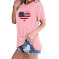 thumbnail image 2 of Tops Cortos para Mujeres Bandera de Moda Impresa Cuello Redondo, Camiseta de Manga 3/4 para Uso Diario, Casero Y Cómodo, 2 of 4