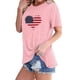 thumbnail image 1 of Fiudx Camisetas para Mujer Camiseta de Manga Corta con Cuello Redondo y Estampado de Bandera de Moda para Mujer, 1 of 4