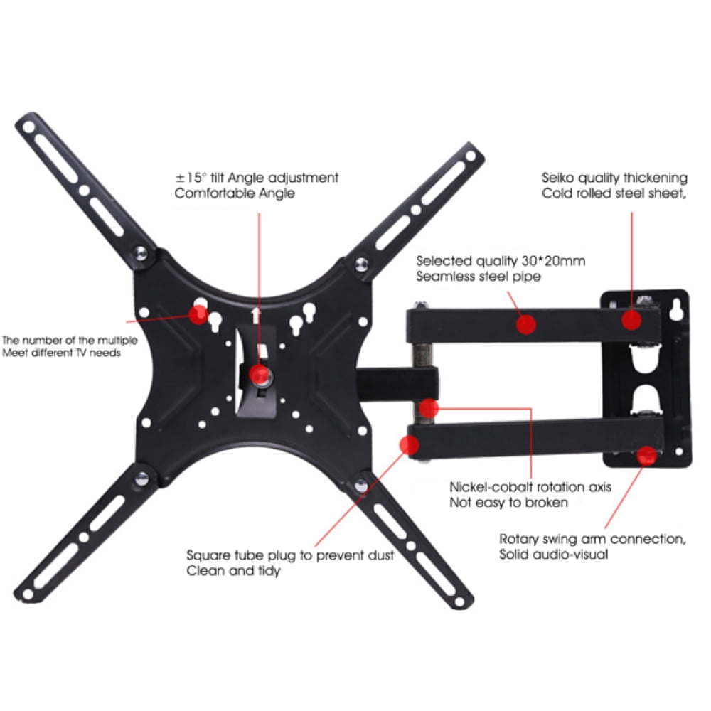 Full Motion TV Monitor Wall Mount for Most 14-55 inch Flat Curved Screen TVs & Monitors Up to 110lbs, Max VESA 400x400mm