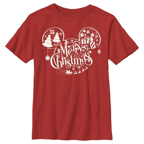 Boy's Mickey & Friends Mickey and Friends Mousey Christmas Graphic Tee Red Small