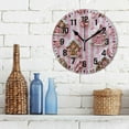 thumbnail image 3 of Yayeee 10" Wall Clock Battery Operated Quartz Round Silent Non-Ticking Home Decor,Pink Gingerbread Houses, 3 of 6