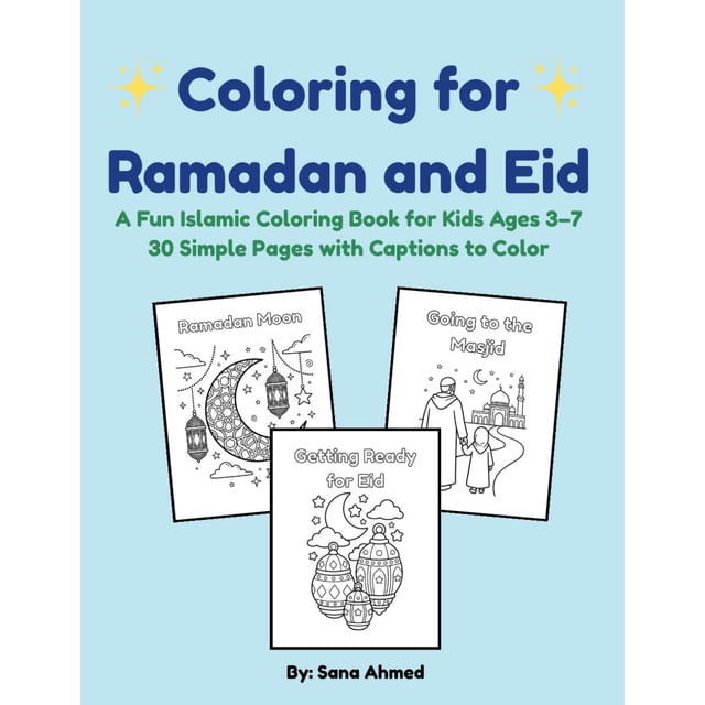 Libro para colorear para niños de 3 a 7 años sobre Ramadán y Eid, publicación independiente