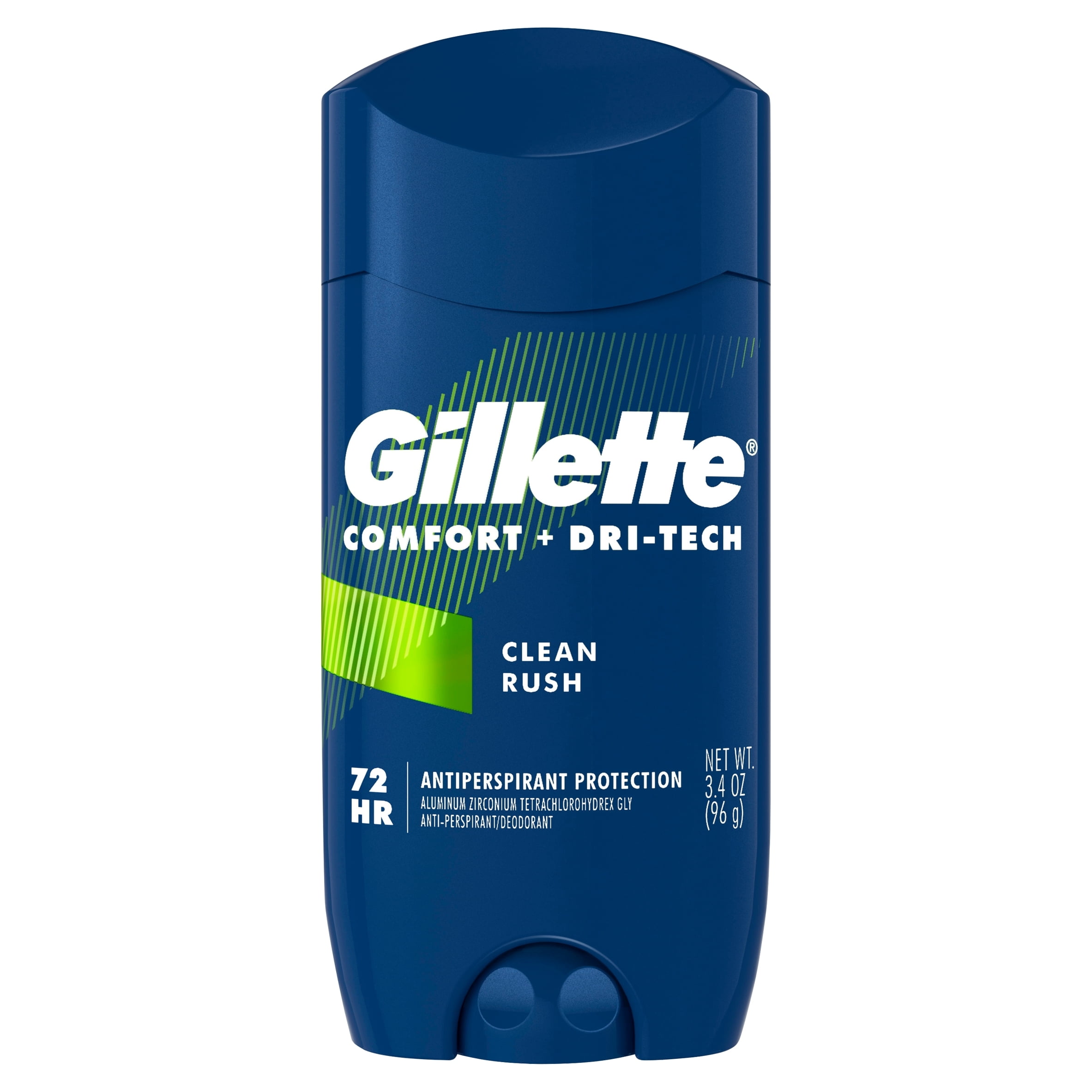 Gillette Antiperspirant Deodorant for Men, Invisible Solid, Clean Rush, 72 Hr. Sweat Protection, 3.4 oz