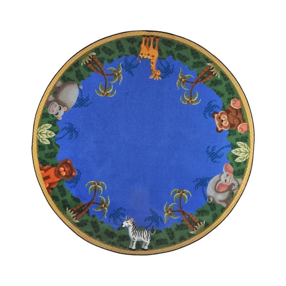 Jungle Friends 7'7" Round area rug in color Multi