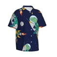 thumbnail image 2 of Easygdp Astronaut Dinosaur and Space Men's Hawaiian Shirts Print Lapel Short Sleeve for Beach, vacation, party, casual occasions - Medium, 2 of 9