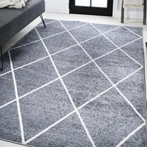 JONATHAN Y SUPERSOFT 3 x 5 Area Rug, Cole Minimalist Diamond Trellis - Gray/White, SEU102F-3
