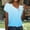Light Blue, variant on Summer Tops for Women 2026 Gradual Casual Short Sleeve T-Shirt Fashion Slanted Neck Button Shirts