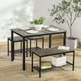 thumbnail image 2 of HOMCOM Industrial Dining Table Set, Kitchen Table and Chairs for 4, Dinner Table with Bench Set Metal Frame Storage Shelf, 4 Piece Dinette Set for Small Space, Rustic Brown, 2 of 10