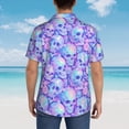 thumbnail image 6 of Balery Blue Skull Daisy Print Men's Hawaiian Shirts Short Sleeve Beach Shirt Relaxed Fit Vacation Button Down Shirts-Large, 6 of 9