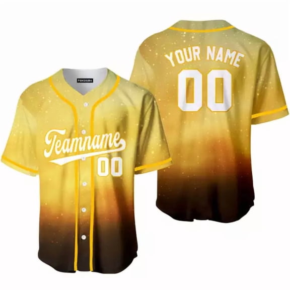 Custom Light Gold Galaxy Pattern White Yellow Custom Baseball Jerseys For Men & Women - Ho