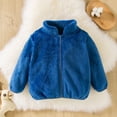 thumbnail image 2 of Povozer Unisex Cute Fleece Lined Sherpa Full-Zip Jacket Coat Winter Hoodie(Blue,5-6Y), 2 of 5