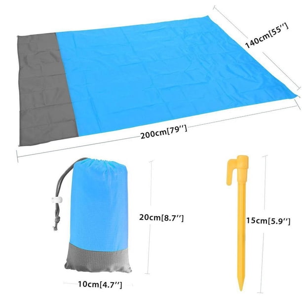 Esterilla de playa portátil, impermeable, sin arena, manta de playa, manta de picnic de gran tamaño, esterilla de playa para exteriores, para acampar, viajar y hacer senderismo