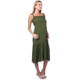 thumbnail image 3 of Vestido Maternidad Largo Rayón Fresco Vestido Embarazo Verano Casual Juvenil Amplio Color Verde Militar, 3 of 3