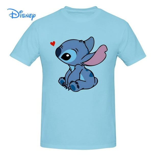 Disney Stitch In Love T shirt Harajuku Short Sleeve T-shirt 100% Cotton Graphics Tshirt Brands Tee TopM Gao Jinjia LED