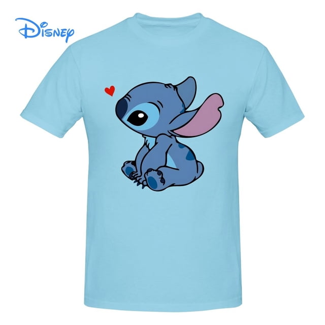 Disney Stitch In Love T shirt Harajuku Short Sleeve T-shirt 100% Cotton Graphics Tshirt Brands Tee Top6XL Gao Jinjia LED