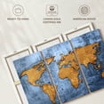 thumbnail image 6 of Elephant Stock Azure World Map Wall Art - Horizontal Multi Panel Canvas - Living Room Wall Decor - Map Multi Panel - Blue And Gold Decor - 45" x 28", 6 of 8