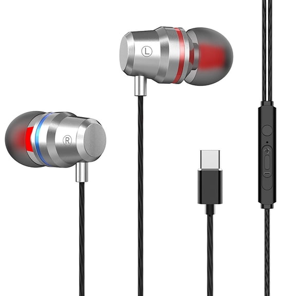 Type - C Stereo In - ear Wired Headphones - with Noise Reduction and Microphone for Multiple Devices