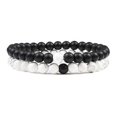 thumbnail image 1 of Conjunto de pulseras para parejas, pulseras de yoga con cuentas de piedra de lava natural, ojo de tigre, negras y blancas, para hombres y mujeres, con cuerda elástica., 1 of 5