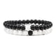 thumbnail image 1 of Conjunto de pulseras para parejas, pulseras de yoga con cuentas de piedra de lava natural, ojo de tigre, negras y blancas, para hombres y mujeres, con cuerda elástica., 1 of 5