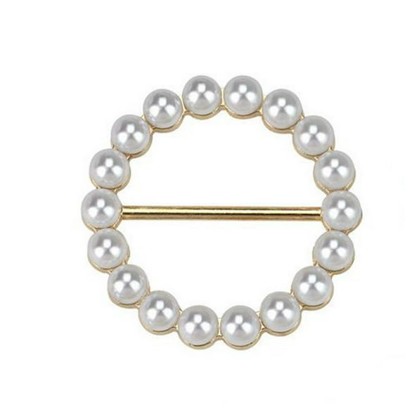 Kiplyki Ladies Fashion Round Scarf And Shirt Clip Button Pearl Corner Knot Button