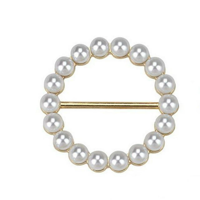Hyknon Home Decor Ladies Fashion Round Scarf And Shirt Clip Button Pearl Corner Knot Button Home Decor