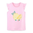 thumbnail image 3 of HILEELANG Toddler Girl Summer Short Clothes Sets Outfits Easter Cotton Pink Lemon Tee Shirts Shorts Playwear 3T, 3 of 5