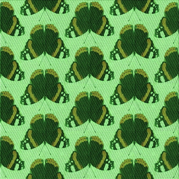 Ahgly Company Machine Washable Indoor Square Transitional Deep Emerald Green Area Rugs, 5' Square