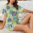 thumbnail image 4 of Fotbe Shell Clam Print Pajama Set for Women 2 Piece Loungewear Short Sleeve Tops and Shorts Set Soft Sleepwear-X-Large, 4 of 7