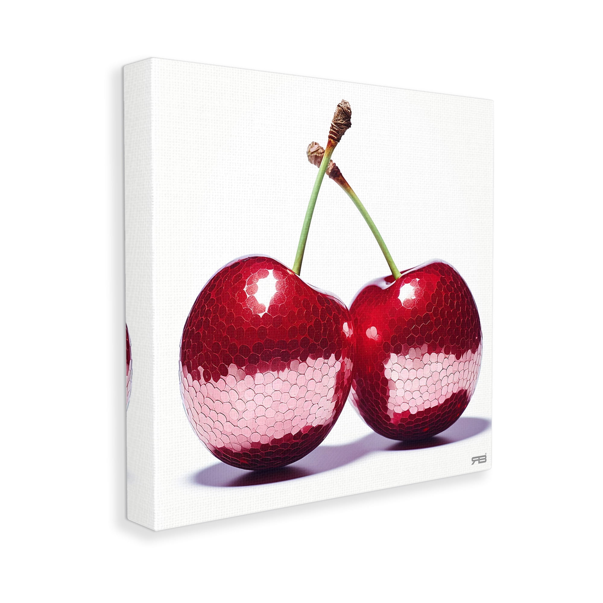 Stupell Industries Cherries with Reflection Food & Beverage Painting Gallery Wrapped Canvas Art Print Wall Art, 17 x 17