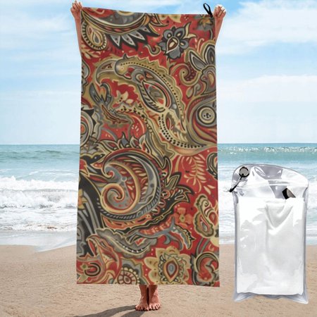 

Floral painting in watercolor Microfiber beach towel large sand pool camping travel vacation