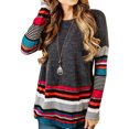thumbnail image 1 of MAWCLOS Ladies Irregular Hem Color Block Pullover Loungewear Long Sleeve Tee Grey M, 1 of 2