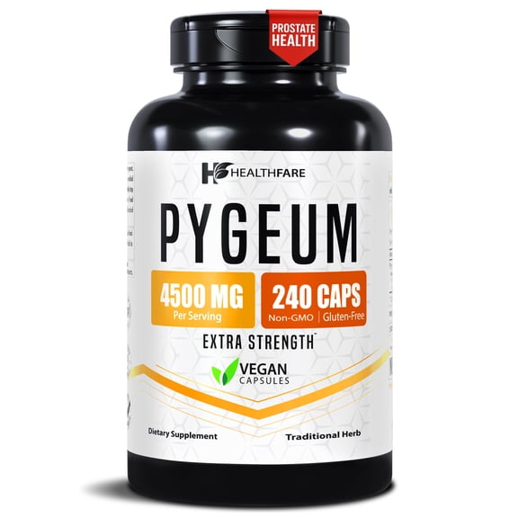 HealthFare Pygeum Africanum 4500mg | 240 Vegan Capsules | Ultra Standardized Bark Extract | Herbal Supplement | Non-GMO, Gluten-Free | Made in the USA