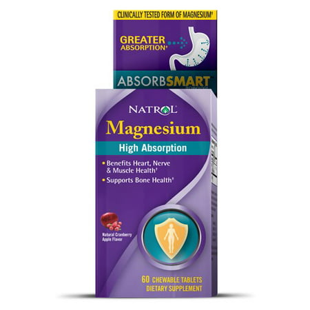 Natrol - High Absorption Magnesium Cranberry - 60 Chewable (Best Absorbed Magnesium Supplement)