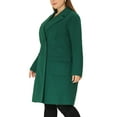 thumbnail image 4 of Unique Bargains Women's Plus Notched Lapel Double Breasted Long Coat Dark Green 2X, 4 of 5