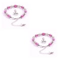 thumbnail image 3 of sweethay de perlas simuladas Cadenas de bricolaje de diamantes de imitación Brazalete atractivo de la amistad Buena elasticidad Niños Niñas Rosa roja 2Conjunto, 3 of 6
