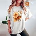 thumbnail image 4 of gbyLJF Short Sleeve Shirts for Women Plus Size Drop Shoulder T Shirts 2024 Trendy Floral Print Crew Neck Tee Tops White XXL, 4 of 7