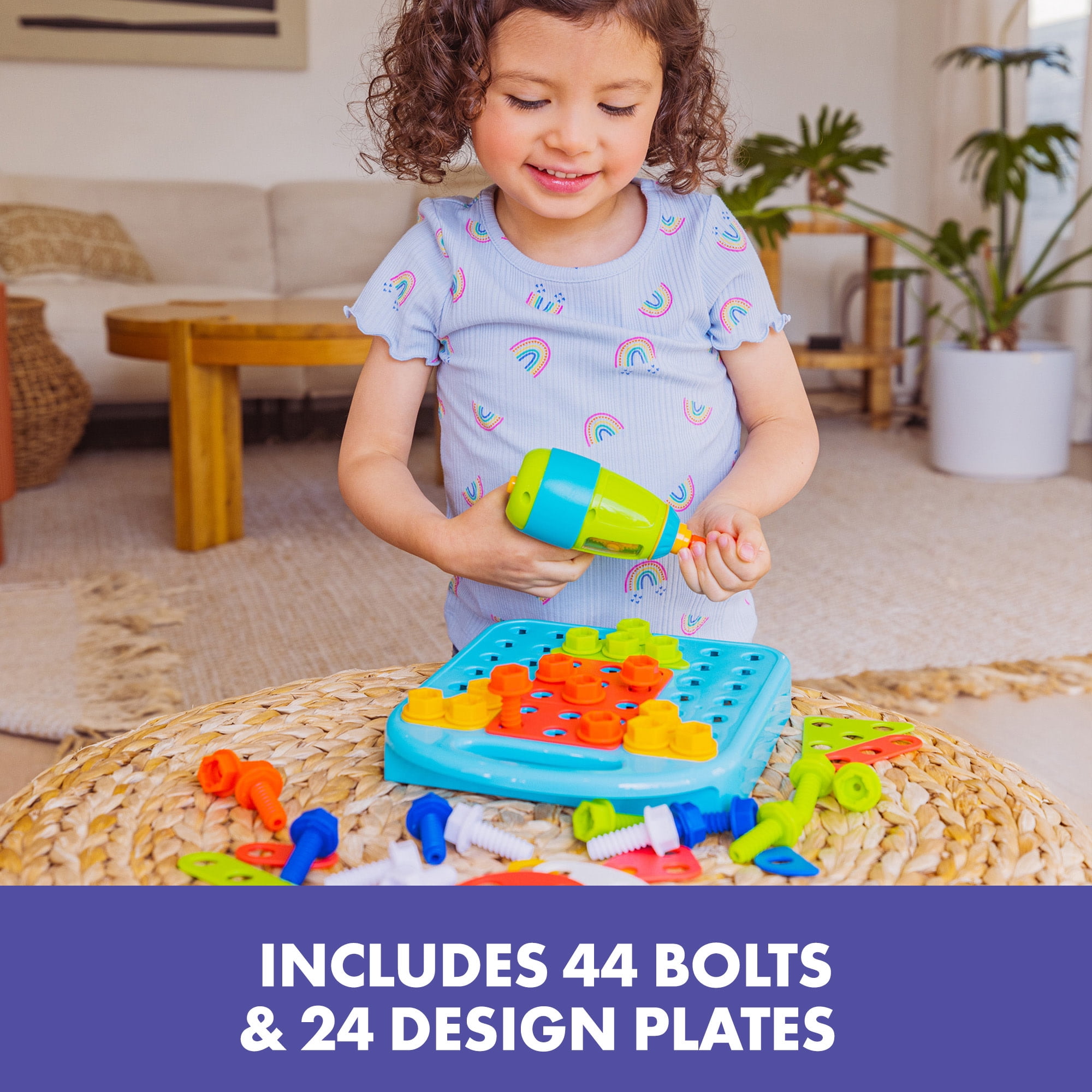 Educational Insights Design and Drill Shapes Workshop, STEM Construction Toy, Ages 3+