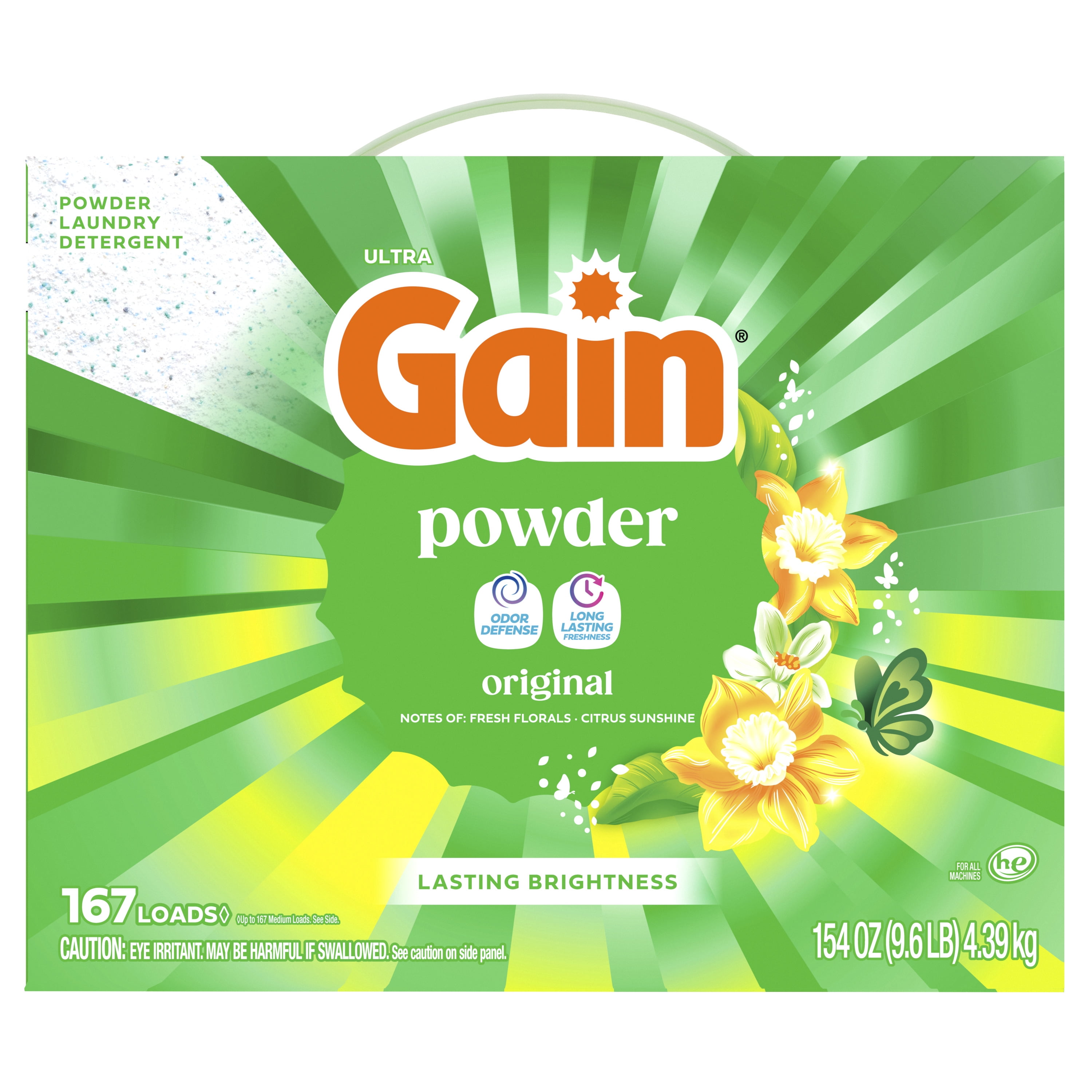 (2 pack) Gain Powder Laundry Detergent, Original Scent, 154 oz, 167 Loads