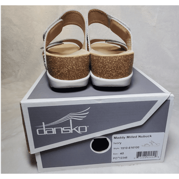 Dansko Maddy Women's Leather Sandals, Ivory Milled Nubuck