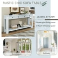 thumbnail image 4 of 63" Console Table with 4 Storage Drawers, Entryway Table with Bottom Shelf, Wood Foyer Table with Open countertops and Shelves for Entryway, Living Room and Hallway, Antique White, 4 of 9