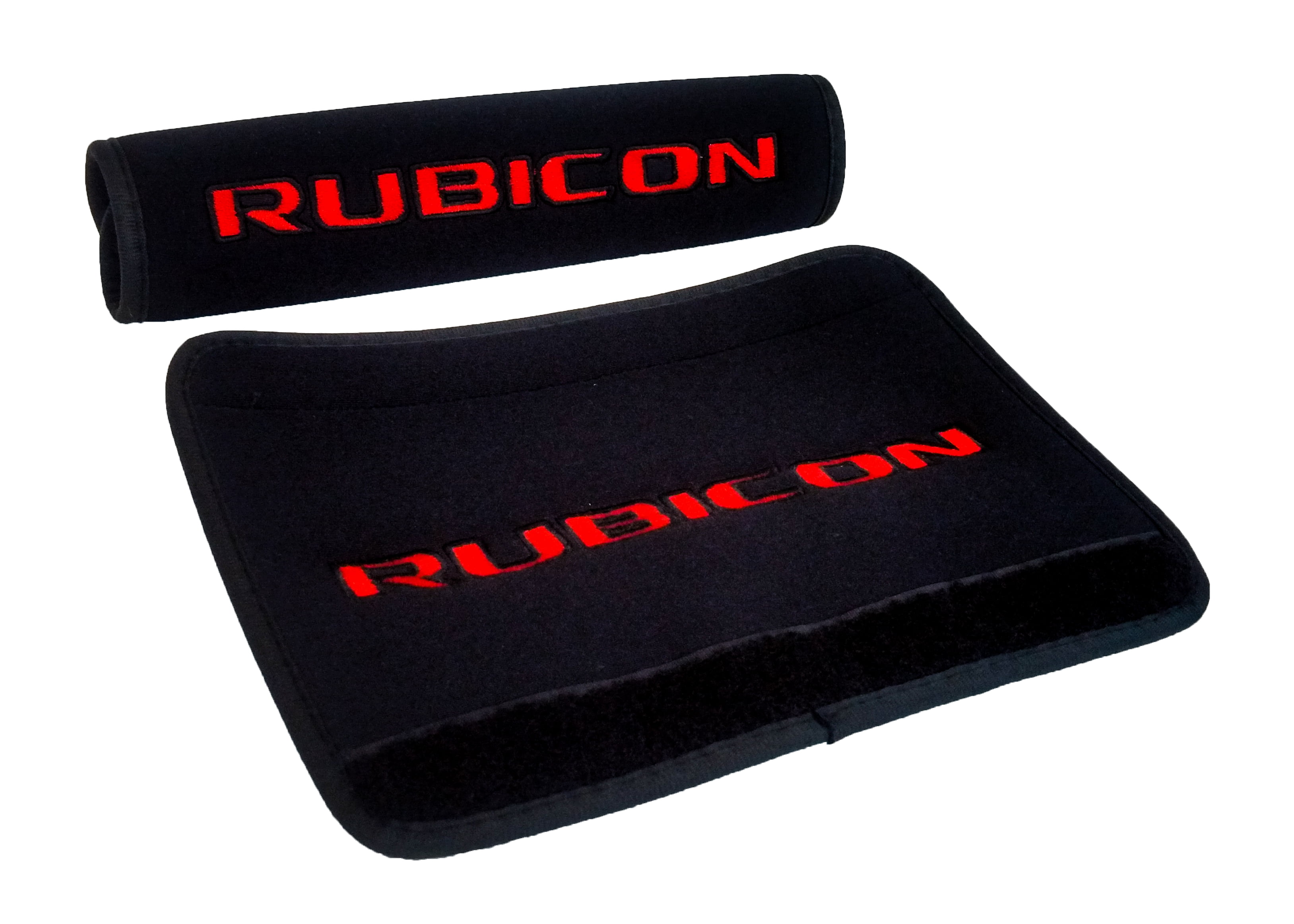 OZ-USA Red Rubicon Logo for Jeep Wrangler JK JKU Black Neoprene Automotive Seat Belt Covers Safety Cushion Shoulder Pad Travel Bag Straps 