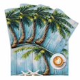 thumbnail image 2 of Vintage Coconut Tree Starfish Placemats Set of 4,Wipeable Washable Table Mats for Dining Tables, Beach Blue Wood Board Place Mats for Kitchen Event Party Tabletop Decor, 2 of 9