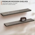 thumbnail image 3 of 36 inch Handcrafted European Pine Natural Rustic Wooden Floating Shelves Wall Mounted Set of 2, Gray, 3 of 7