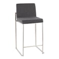 thumbnail image 4 of LumiSource Stainless Steel, Charcoal Fabric Fuji High Back Counter Stool - Set of 2, 4 of 9