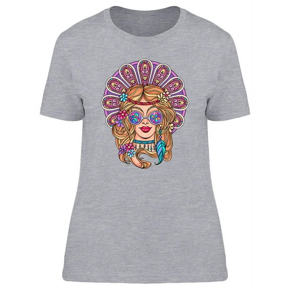 Colorful Hippie Girl T-Shirt Women -Image by Shutterstock, Female Medium