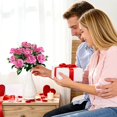 thumbnail image 4 of Artificial Roses 1 Pc 7 Heads Burnt Edge Bouquet Artificial Roses Flower with Stems Slik Fake Flowers Bouquet for Valentine's Day Home Wedding Party Decoration, 14.96 Inch, Beige, 4 of 9