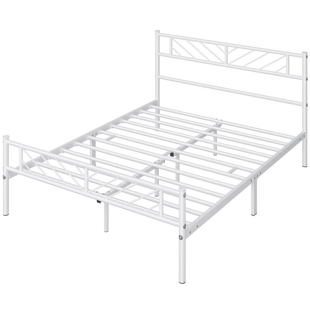 Renwick Justice Metal Platform Full Bed with Arrow Design, White, Adult