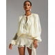 thumbnail image 2 of Vestido de verano Tsukko con dobladillo con volantes y manga larga para mujer, blanco, 2 of 5