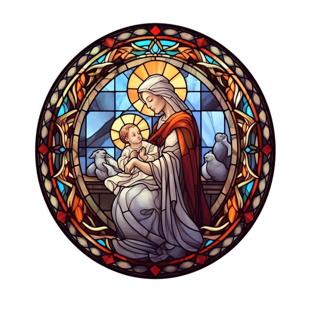 Pintura de diamante 5D DIY Wdftyju Taladro redondo completo Jesús Virgen decoración para el hogar